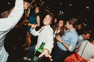 Nightlife scene with vibrant bars and clubs in Santiago de Chile.