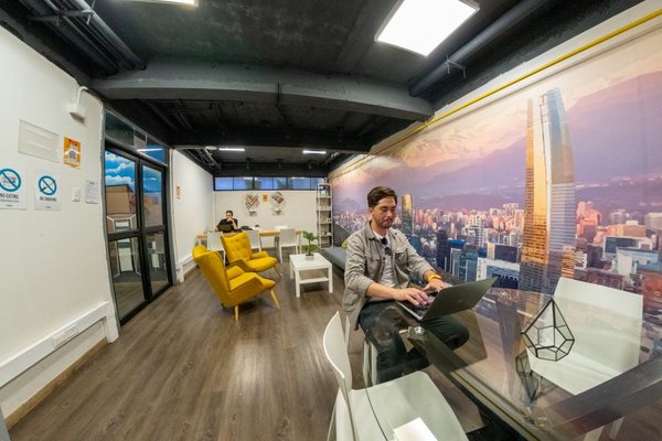 hostel coworking area